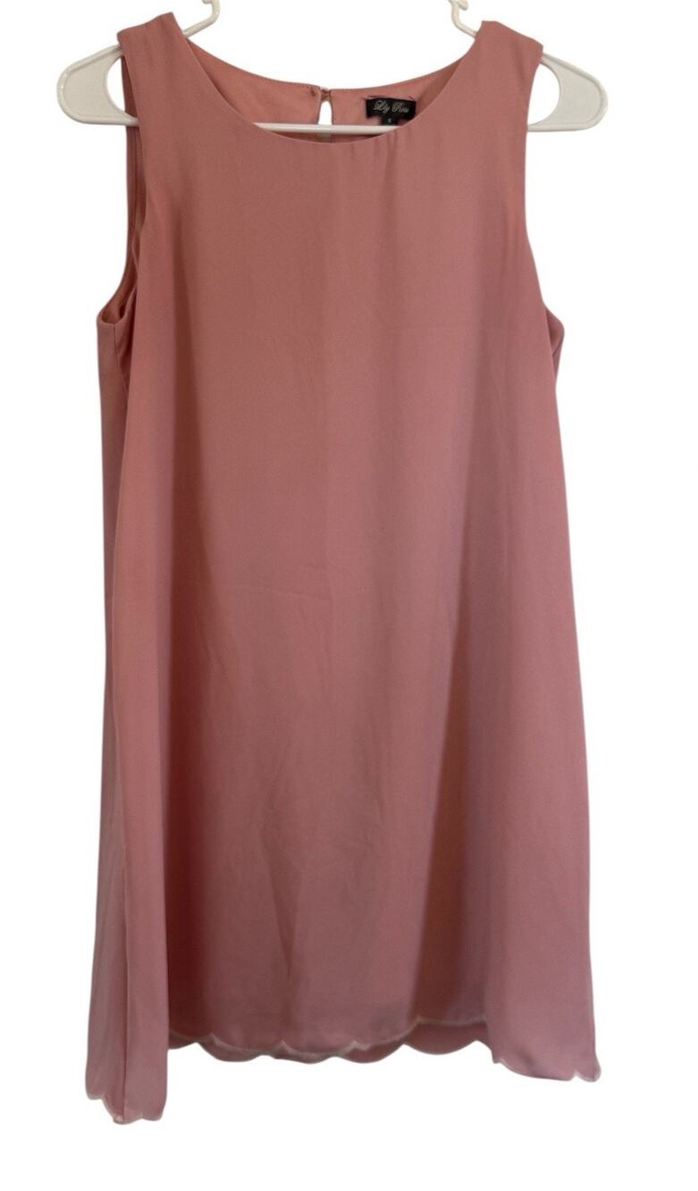 Lily Rose Pink Scalloped Sheath Sleeveless Mini Dress, Women’s Size Small Blush